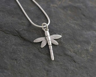 Eco friendly Silver Dragonfly Small Pendant ( Dragonfly necklace Silver Necklace PMC fine silver jewelry PMC jewelry Silver clay jewelry )