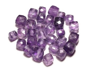 Stone - Amethyst faceted Cube 5-7mm - 8741140020122 bead 1pc-