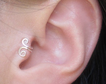 Sterling Silver Small Swirl Tragus Ear Cuff
