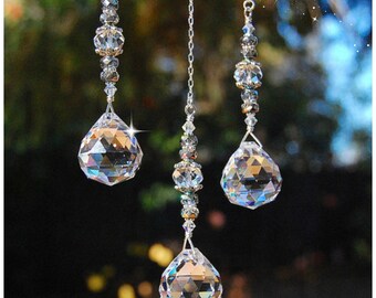 Rearview Mirror Hanging Prism Crystal, Car Charm, Window Crystal Sun Catcher, Ornament, Unique Beaded Suncatcher