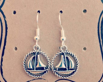 Silver Plated Sailboat Earrings