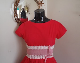 Vintage Gingham Dress 1950's Cute Picnic Dress