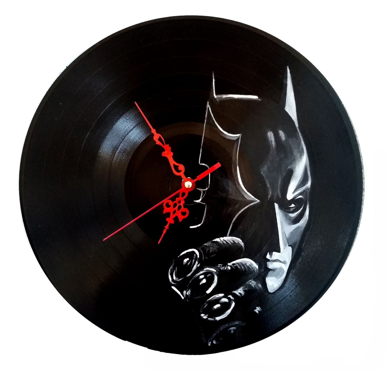 Batman hand painted vinyl record clock