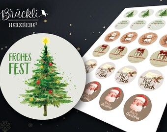 24 Christmas sticker / Christmas / gift stickers / Christmas symbols / gift tags / Santa Claus