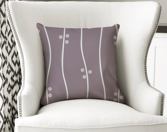 Plum Pillow, Modern Pillow, Throw Pillow Cover, Decorative Pillow, Striped Pillow, Purple, Gray Pillow, Accent Pillow, Sofa Pillow