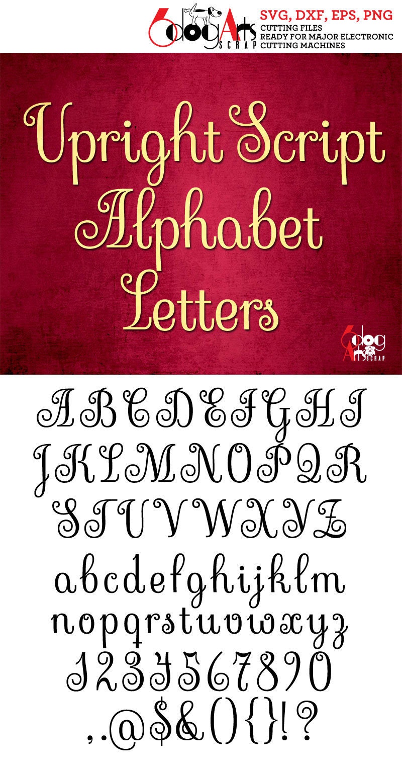 Download Upright Cursive Alphabet SVG DXF Vector Cut Files Monogram