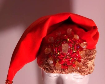 Citrine Wizard Hat, OOAK, Orange Velveteen