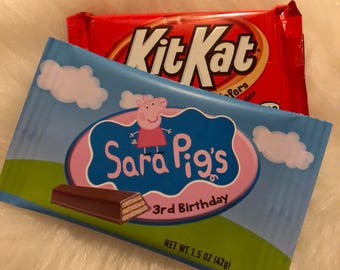 Peppa Pig Custom Candy Bar Wrapper, Peppa Pig Candy Bar Wrapper, Peppa Pig Favors, Custom Candy Bar Wrappers- Printed and Shipped
