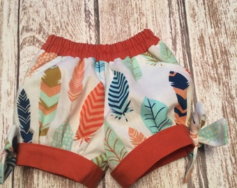 Girl Shorts - Toddler Shorts - Bubble Shorts - Girls Tribal Shorts - Girls Feather Shorts - Girls Summer Shorts - Girl Fall Shorts -
