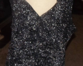 SALE Womens Plus Size Black Silver Metallic Top Blouse 3XL