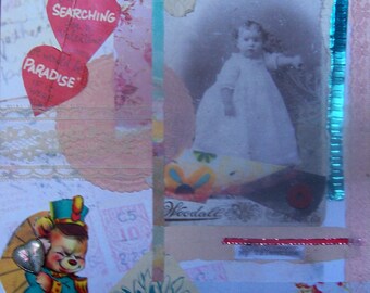 My Valentine- 9" X 9" Original mixed media collage