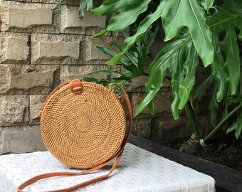 Small Round Rattan Bag, Bali Bag, Round Ata Bag, Round Bag, Straw Bag, Summer Bag