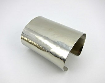 extra wide silver cuff bracelet, gently textured
