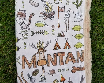 Montana Boy Blanket-Montana Blanket-Montana Decor-mountain Blanket-Moose Blanket-baby Shower gift-camping blanket