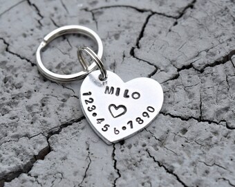 Small pet Id tag, small dog identification tag, small pet tag, heart pet Id tag, heart Id tag, small sturdy pet id tag, small cat id tag