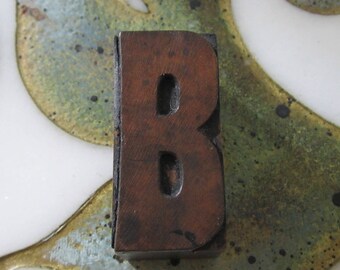 Letter B Antique Letterpress Wood Type Printers Block