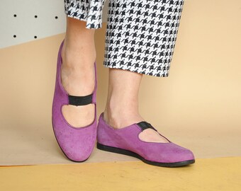 90s CLUB KID mary janes SUEDE mary janes purple mary janes flat mary janes funky mary janes leather mary janes Size / 6.5 us / 4 uk / 37 eu