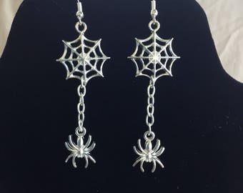 Spider and Web Halloween Earrings
