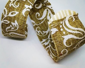 Adjustable burlap and fabric braclet