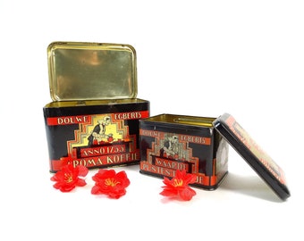 Vintage Tin Box - Douwe Egberts Tins - Vintage Coffee Tin Box - Old Dutch Tin - Collectible Tin Box - Storage tin box - Old tin box