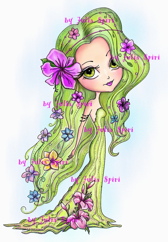 Digital Stamps Digi Stamp Coloring Pages Girl Flower Child Flowers The Garden Dwellers Collection