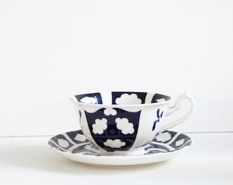 Royal crown derby unfinished old Imari cup and saucer. Fine bone china cup and saucer. Derby porcelain