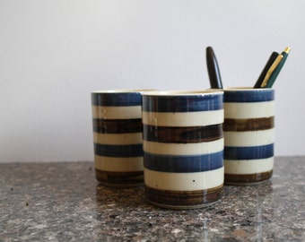 A Set of Three Vintage Striped Whiskey Tumblers