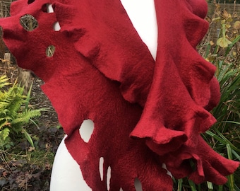 OOAK Wrapped in Christmas Wet-felted Wrap