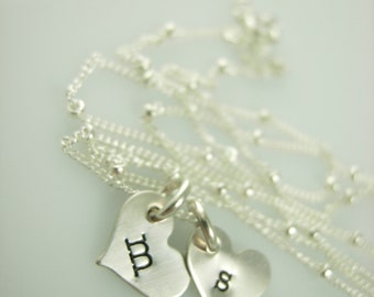 Mini Initial Necklace-Heart Necklace-Hand Stamped Jewelry