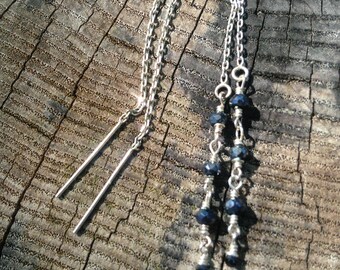 Sterling Silver Handmade Spinel Linear Threader Earrings