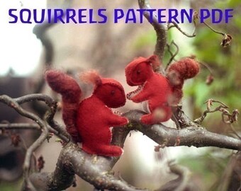 SQUIRRELS PATTERN PDF, Felt Sewing Pattern, Woodland, Squirrel