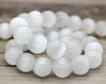 Selenite White Round Gemston Beads (4mm 6mm 8mm 10mm 12mm)