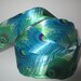 Peacock Ribbon Blue and Green Feather Ribbon wired 1 1/2" inch wide Wreath Ribbon Party Decor Gift Basket Gift Wrap Home Decor lr022