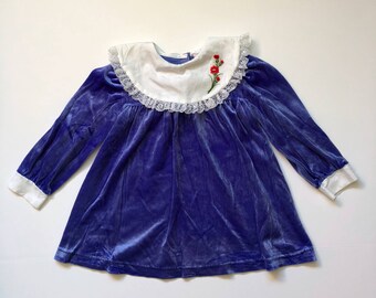 Vintage Periwinkle Velour Dress (4t)