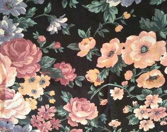 Large Floral Print Cotton Fabric 1 1/2 Yards X0672