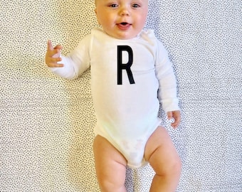 Personalised Initial Long Sleeved Baby Grow