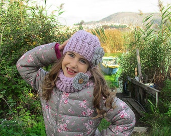 crochet hat and scarf set for girls, girls hat and scarf, baby girl crochet hat, womens hats, Hat and Scarf for Toddler, soft yarn hat,