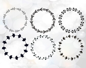 Laurel wreath SVG, Wreath bundle svg, laurel wreaths clipart, digital download svg, dxf, leaf circle monogram frame files, silhouette studio