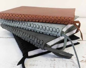 Leather Writing Journal with Fishtail Braided Spine