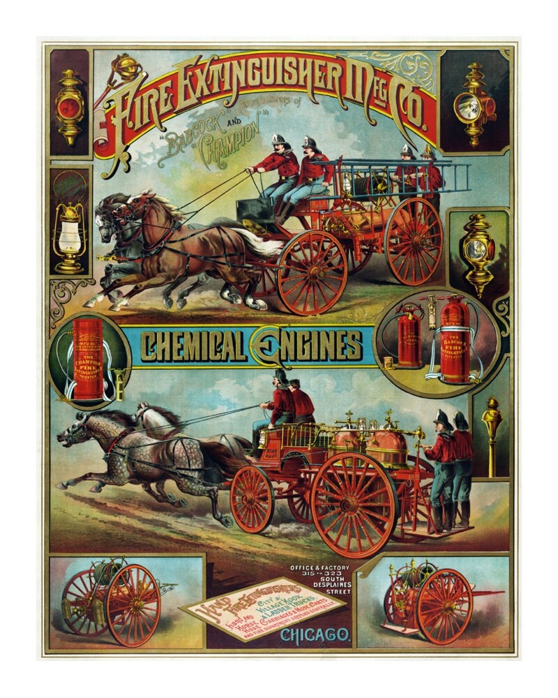 Fire Fighting Supply Ad Vintage Art Print Antique Fire Fighting Supply