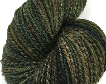 Handspun Yarn Worsted Shetland 375 yds. "Dark and Stormy" Large Skein