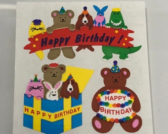 Vintage Sandylion Birthday Bear Stickers
