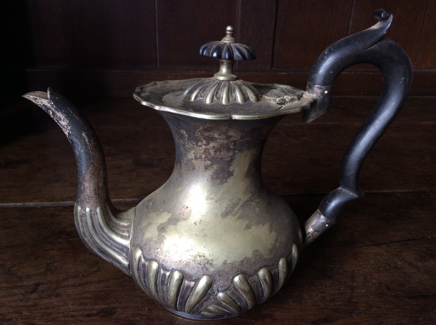 Antique English silver plated EPNS large fancy teapot circa