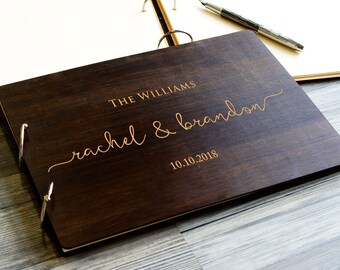 Wooden Wedding Guest Book Rustic Custom Engraved Guest Book Wood Unique Guestbook Custom Instant Photo Wedding Guest Book Personalized Album