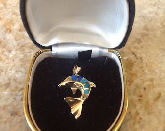 14K Yellow Gold Dolphin Pendant