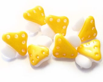 Lot 6 button mushroom yellow white newborn baby couture