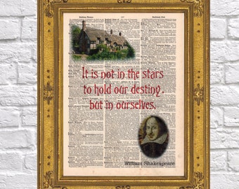 William Shakespeare quote Destiny antique book page 1903 Dictionary art print Upcycled wall decor