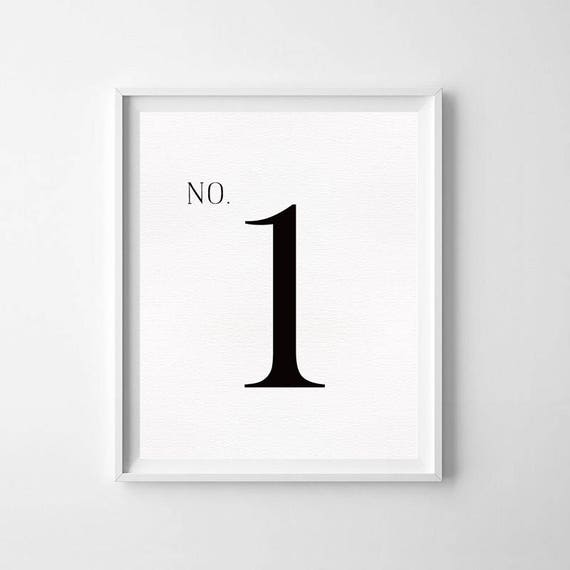 number 1 sign printable number print art black and white