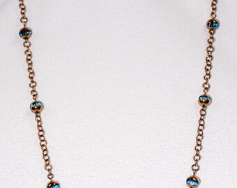 Bronze Teal Bead Necklace