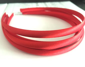 10pieces red satin plastic hair headband covered 10mm wide